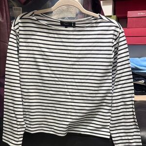 Theory Black and White Striped Top